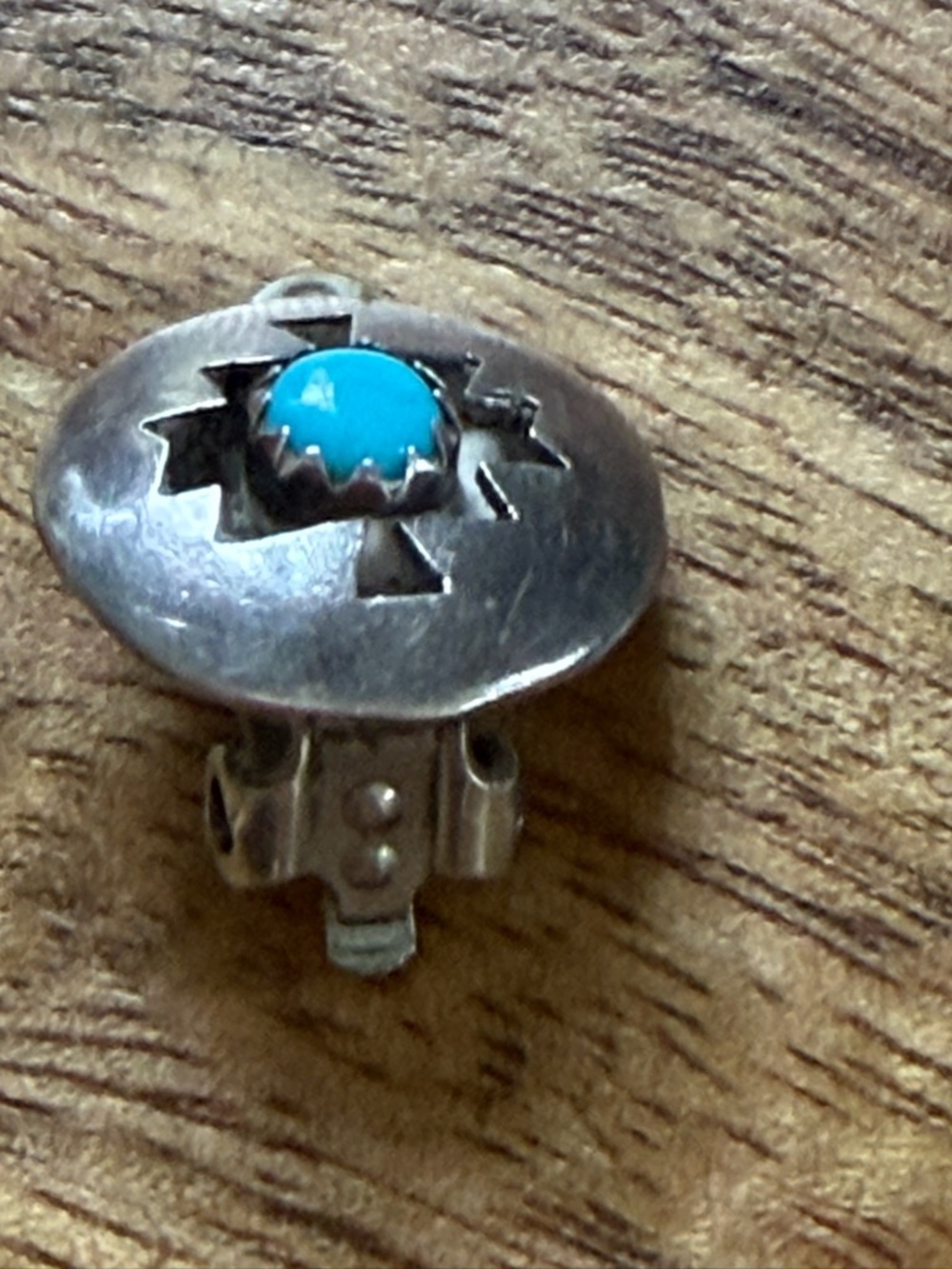 VTG Sterling Silver Turquoise Clip-On Earrings - turquoise - Navajo - Picture 3 of 5